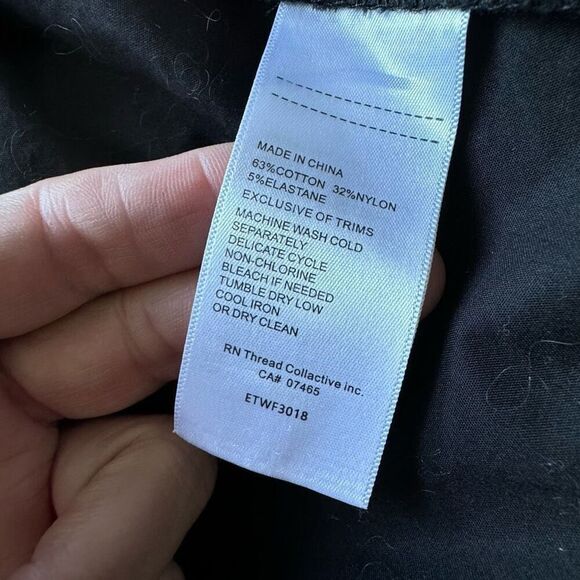 Ellen Tracy Tape Trim Poplin Oversized Black Blouse Size S - Picture 8 of 9